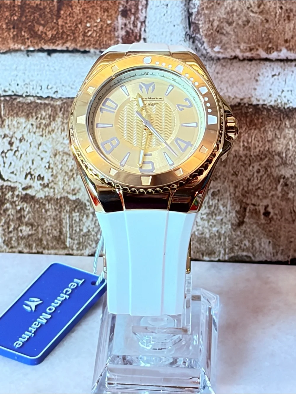 Technomarine Gold Men's Watch with Metallic Dial 44mm w/ Silicone White Band